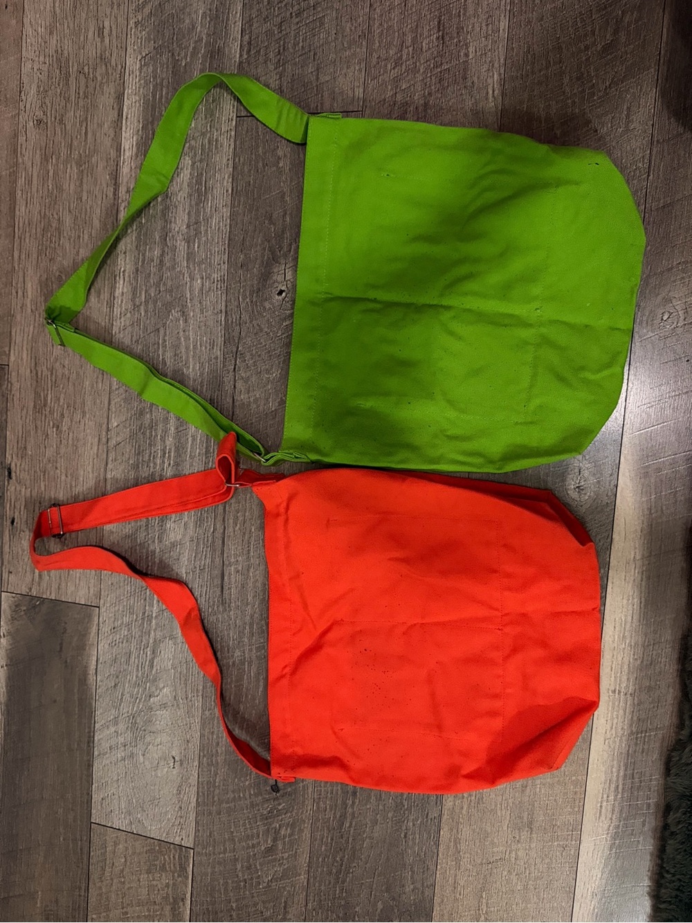 Bright Green and Bold Orange Canvas Shoulder Bags Duo -